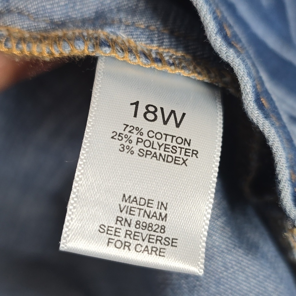 LOGO by Lori Goldstein Striped Peplum Srtle Triple Tie Denim Jacket Jacket 18W - Picture 6 of 7
